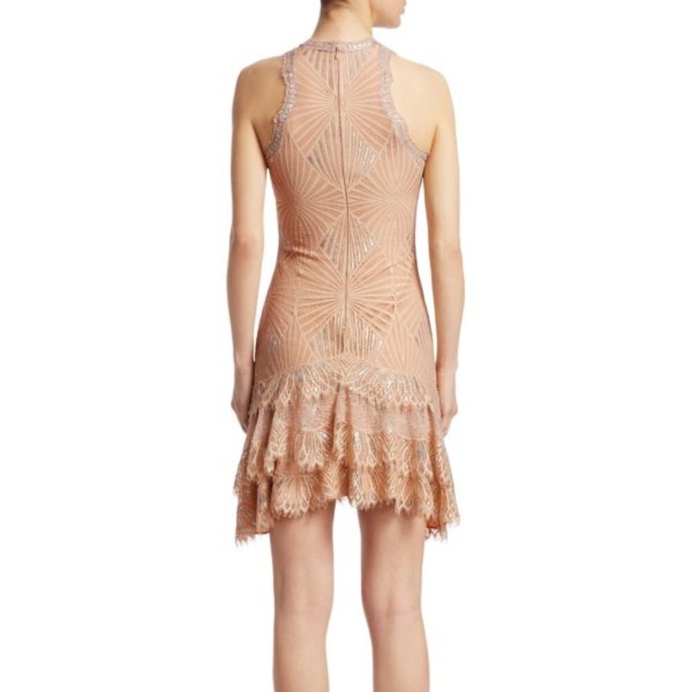 JONATHAN SIMKHAI Metallic Tiered Mini Dress - color nude - size 0/XS - Picture 3 of 5